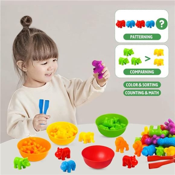 Animals Matching Games Color Sorting Stacking Toys with Bowls for  Aged 3+ Year - Picture 13 of 14